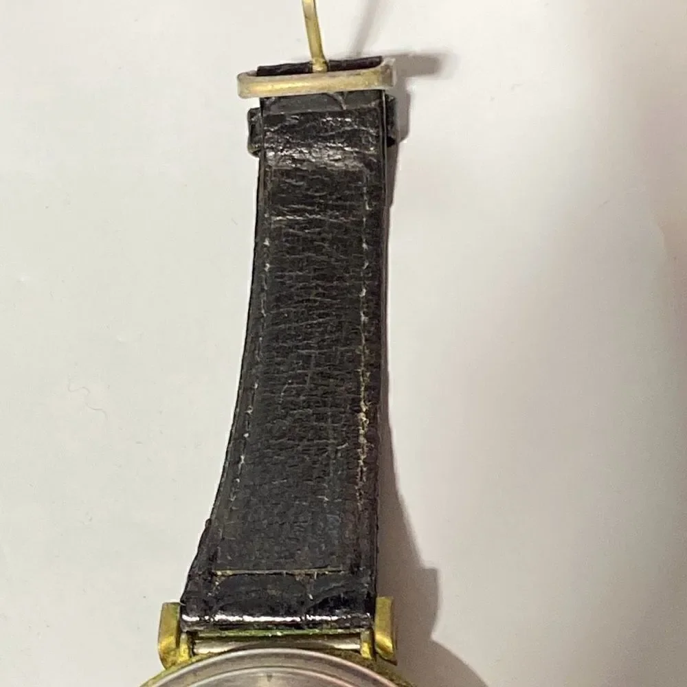 Michelle Louise Women's Gold Tone Black Leather Band Quartz Watch OS‎